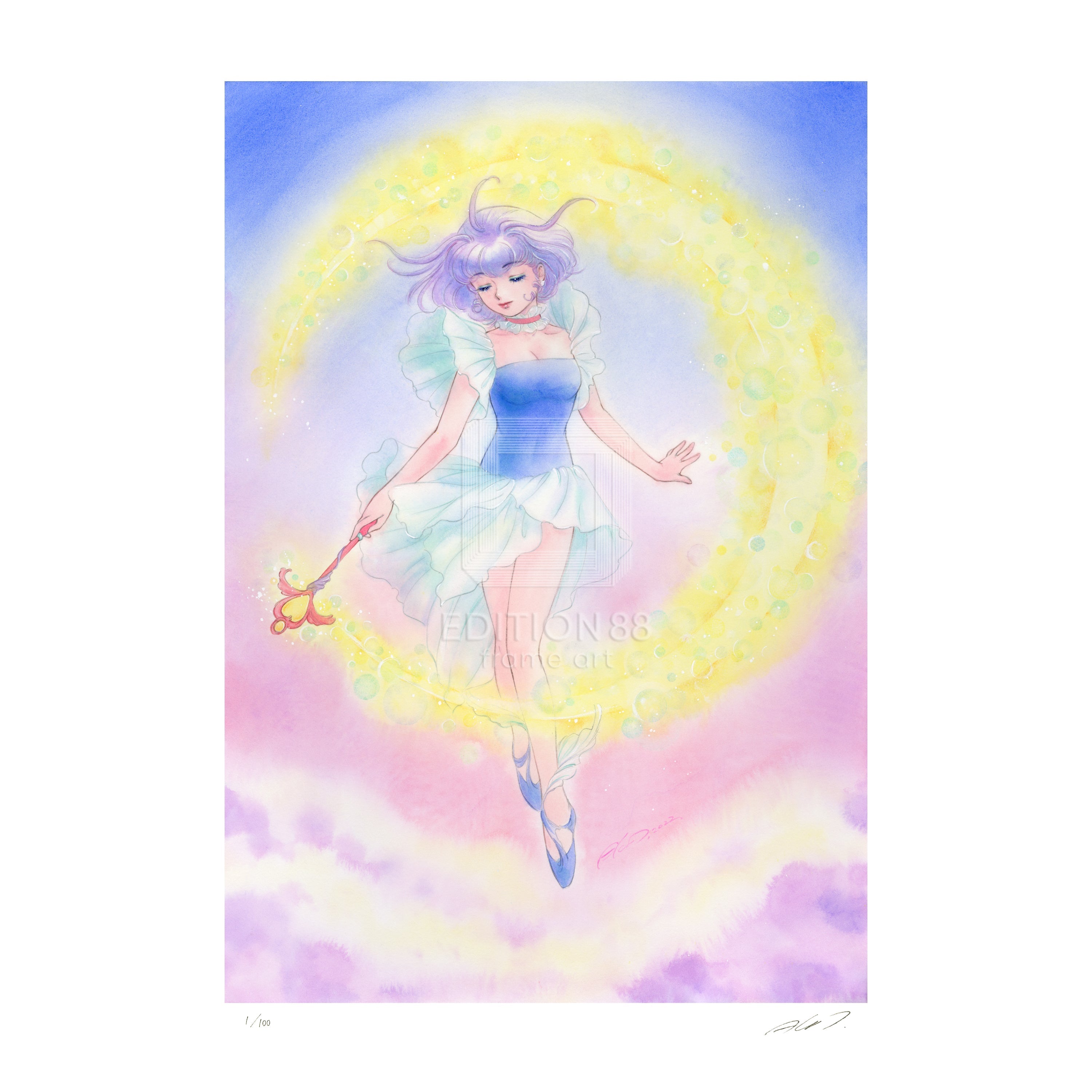 「魔法の天使 クリィミーマミ」版画 Moonlight Ring /高田明美(直筆サイン入り / 限定100枚) 版画 Edition88
